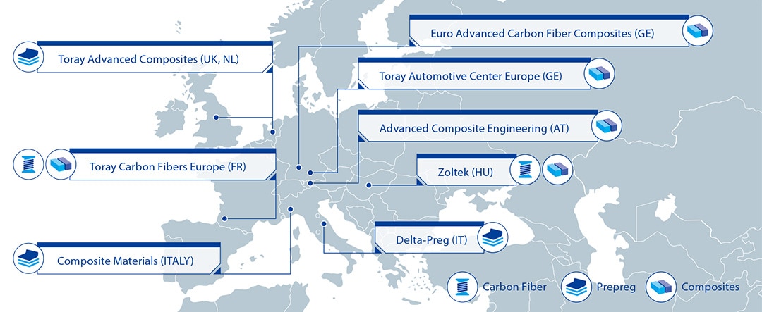 Toray group companies covering fiber to composite