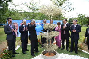 Minister of Higher Education (third from left) planting a tree at the ceremony 