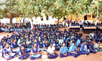 Students attend the ceremony in a disciplined and orderly manner