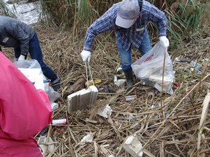 Lots of garbage washed ashore on the river banks