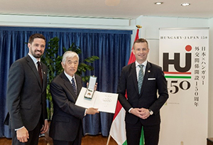 President Nikkaku (center) with His Excellency Mr. Magyar