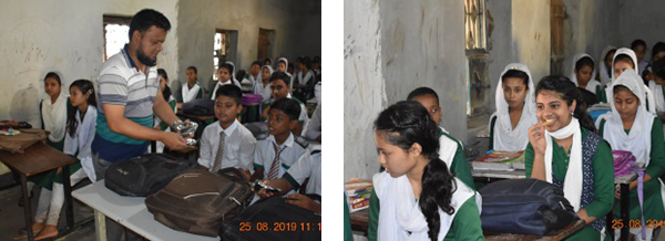 Sixth graders of Kashor Bidda Niketon School enjoying the distributed cookies