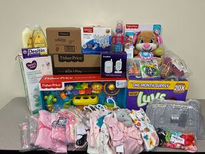 Gifts for FACES infant girl, must have items for baby such as bottles, baby monitor, dippers, clothes, and more