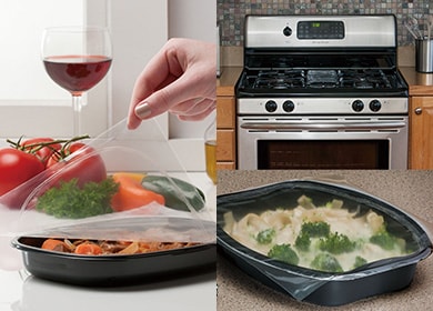 Extrusion coated film LumiLid™. Left photo is LumiLid product after being cooked at 200°C