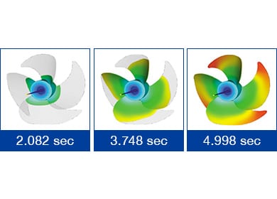 Simulation of resin filling behavior in propeller fan mold