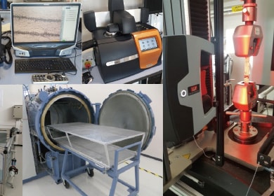 Material testing and evaluation equipment in Lab