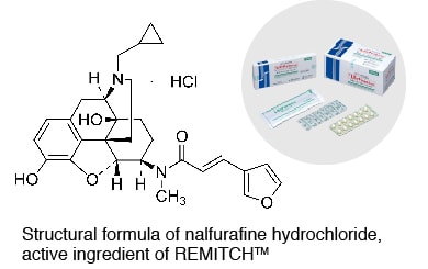 Structural formula of nalfurafine hydrochloride, active ingredient of REMITCH™